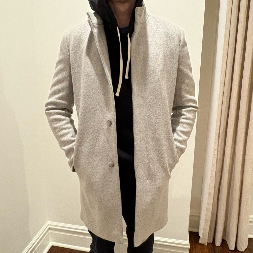 Theory Men's Gray Peacoat 
Size M